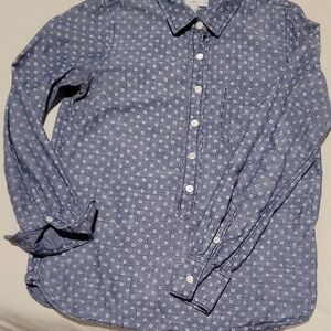 J. Crew Blue Button Down Shirt with White Dots